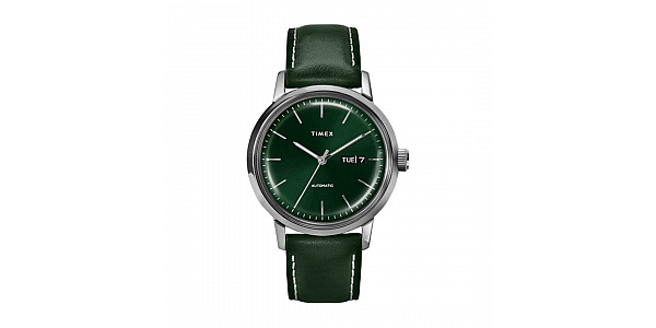 Buy Marlin Automatic Day Date 40mm Leather Strap Green Online